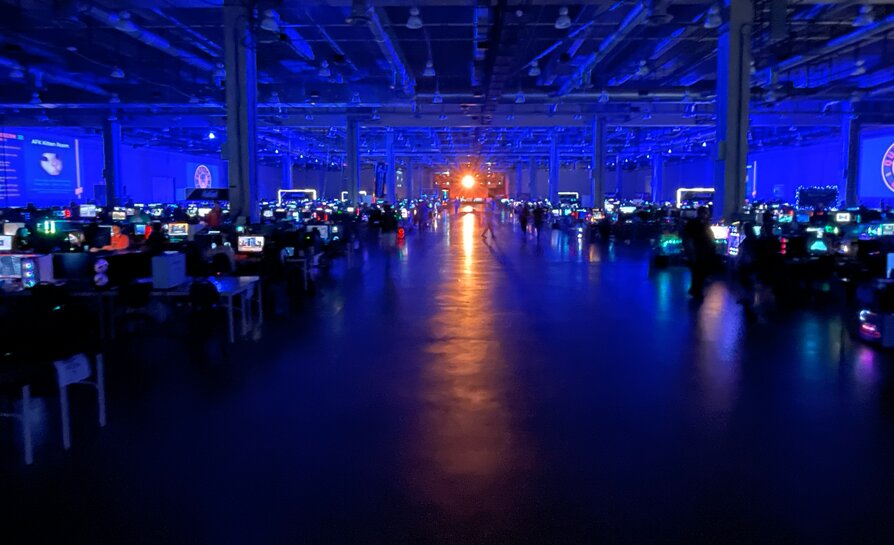 Panorama of a large LAN party in full swing